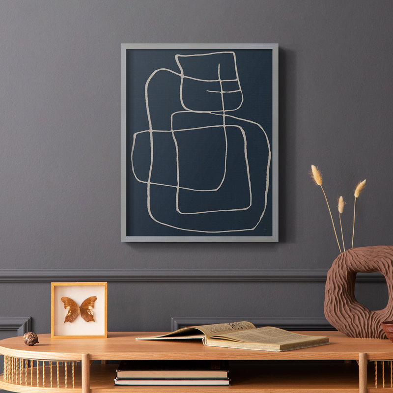 Shapes and Night Sky II, reproduction encadrée - bois massif, Cadre simple blanc, H 14 po x l 11 po