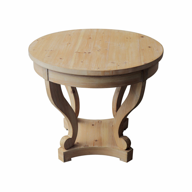 Wanetta 27.16'' tall 2 - Drawer End Table,Curved Legs Farmhouse Style Small Size Round Dining Table End Table Side Table Coffee Table for Dinette, Kitchen, Dining Room or Living Room, Natural Wood Grain Distressed 