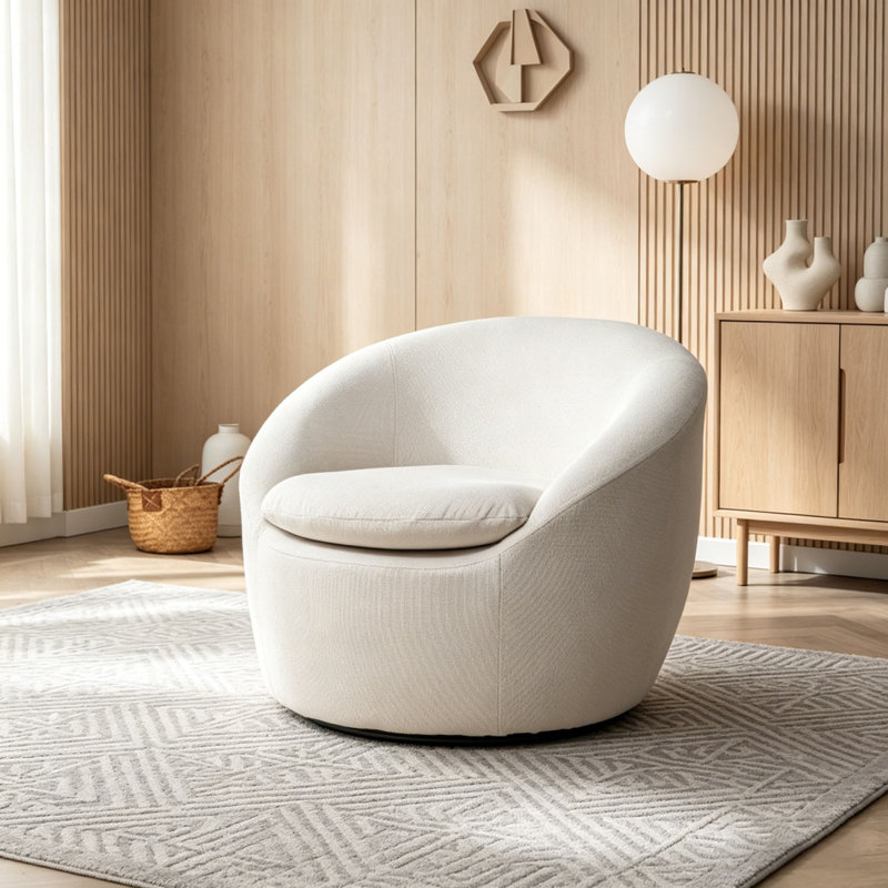 Fauteuil demi-tonneau, pivotant à 360 °, Tissu beige