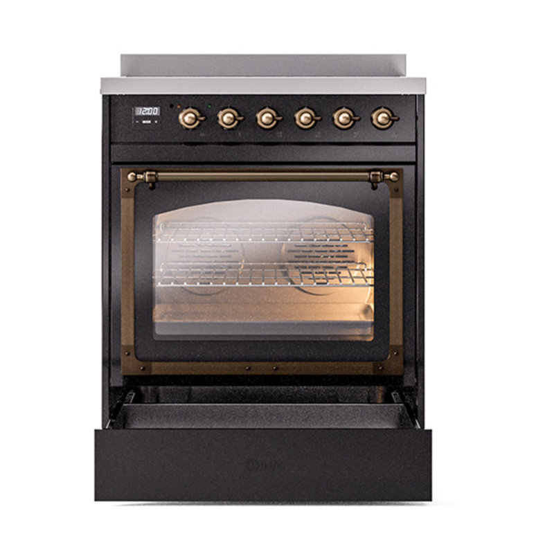 ILVE Nostalgie II Noblesse 30 in Induction Range, Glossy Black/Bronze
