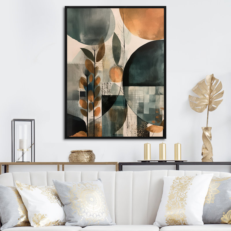 «Lyna Green and Brown Artistic Libération II», reproduction sur toile, H 20 po x l 12 po x P 1 po, Cadre flottant noir