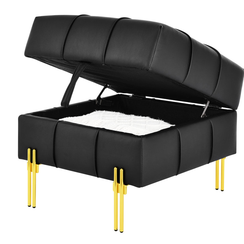 Scratch Leather Pet- With Entryway Storage - 22 Inches, Black, Golden Stainless Steel Legs Inches Black Pet-, Storage,, Black