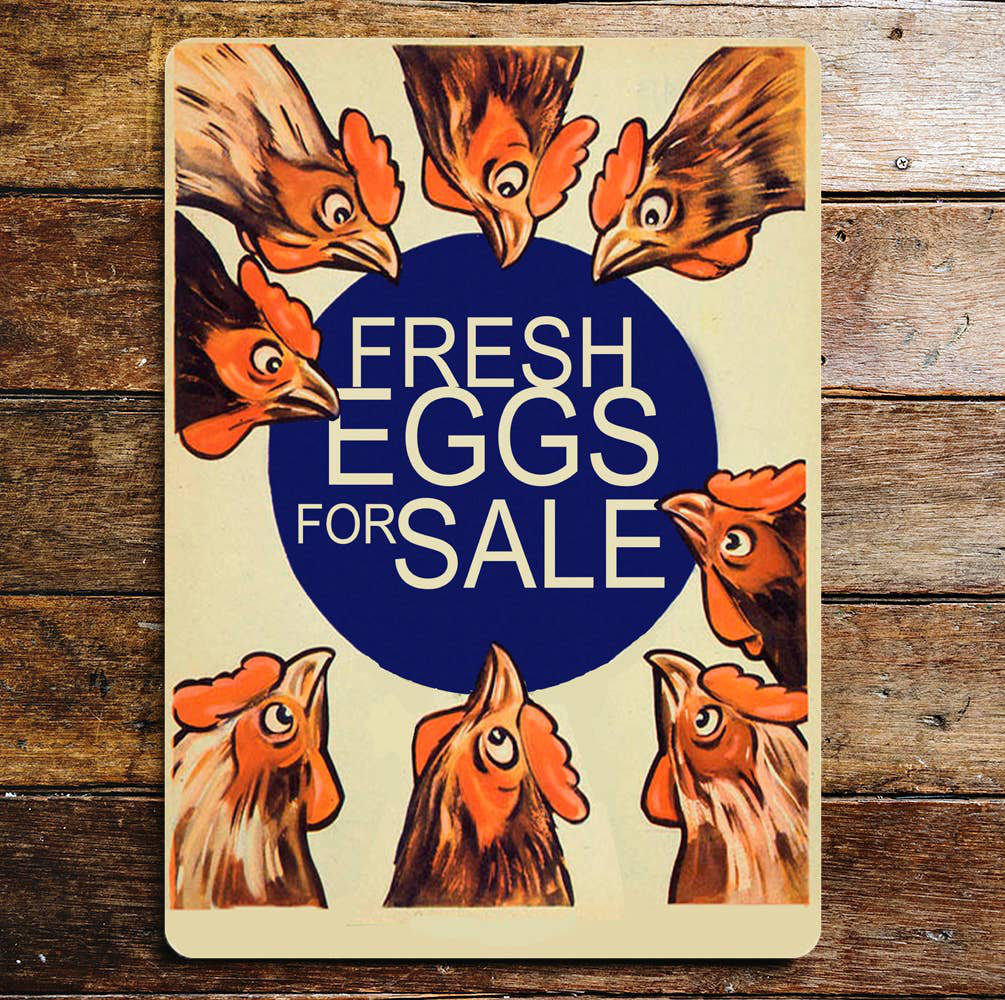 Chicken Fresh Eggs For Sale Door - No Frame Print on Metal
