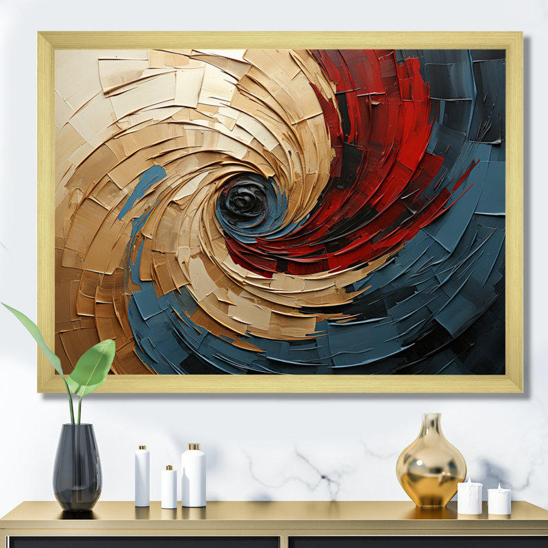 Symphonie en spirale sur toile, H 30 po x l 40 po x P 1,5 po, Encadrement doré