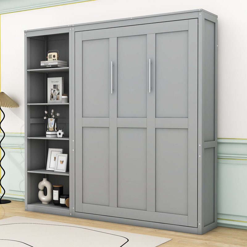 Mcfeeters Murphy Storage Bed with Shelves, Full/Double, Gray