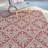 Paseo Powis Red/Beige Transitional Casual Medallion Tile Flatweave Indoor/Outdoor Area Rug-1246762690