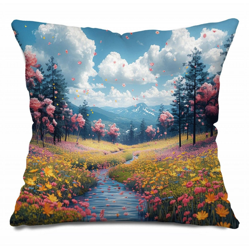 Landscape Throw Pillow, Nature Cotton Twill Pillows, 20" H x 20" W