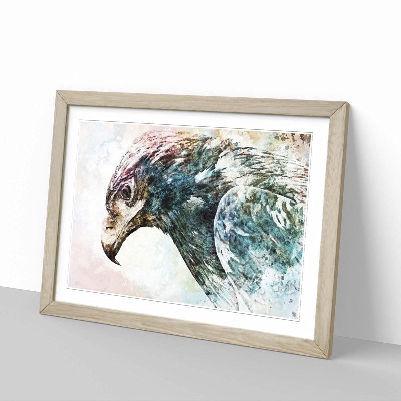 Golden Eagle Portrait - Picture Frame Painting Print, Oak Framed, 48cm H x 65cm W x 2cm D