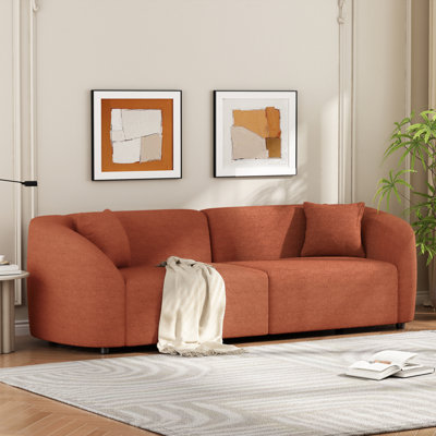 87" Curved Contemporary Sofa In Orange: Plush Seating, Streamlined Design, And Durable Frame – Ideal For Stylish Living Spaces