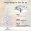 Arbre de Noël à charnière 6 pi avec support en métal, blanc-398381471
