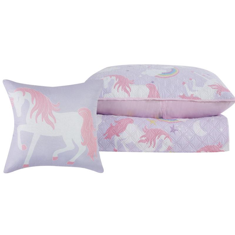  Ensemble de courtepointe mauve en microfibre, Courtepointe double, 2 taies décoratives et 1 cou