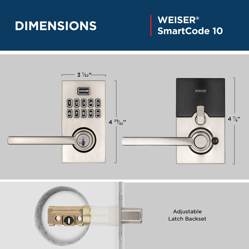 Serrure électronique Smartcode à 10 leviers, Nickel satiné