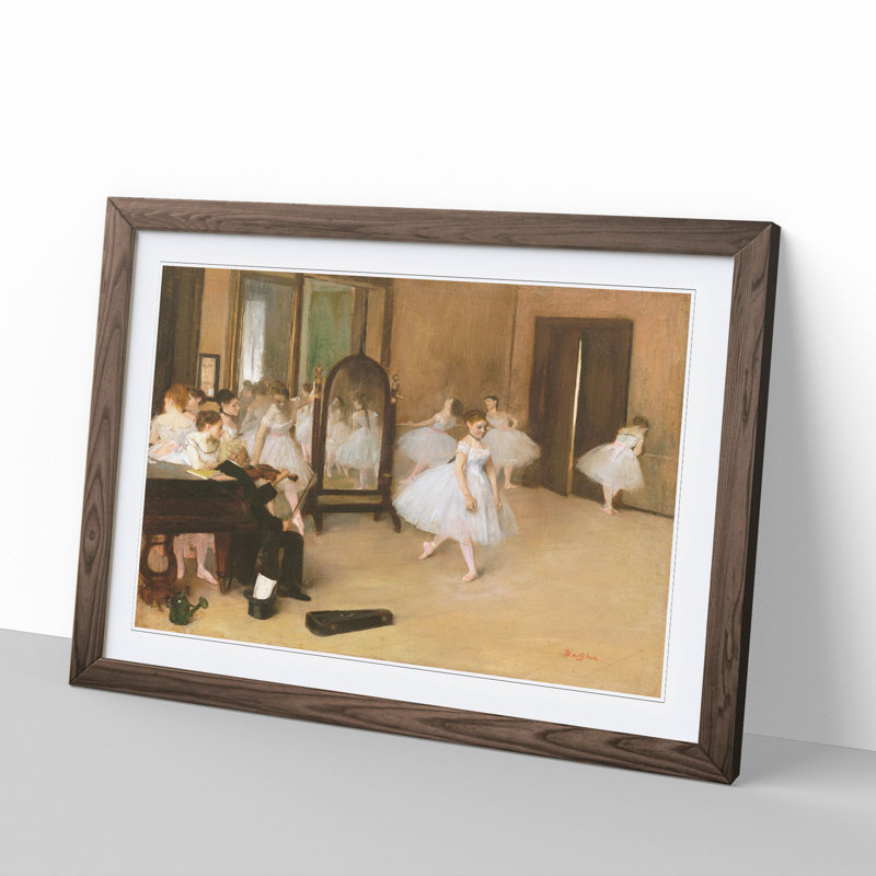 The Ballet Dancing Class by Edgar Degas - Picture Frame Painting, 36cm H x 48cm W x 2cm D, Walnut