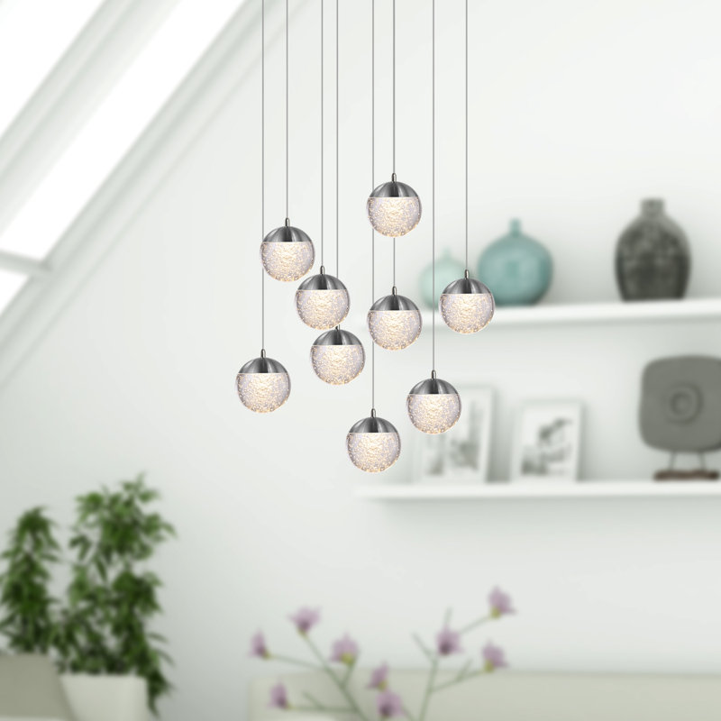 Heatherly 9 - Light Cluster Pendant, Nickel