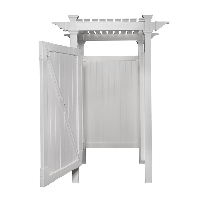 7.4ft H x 5.1ft W x 3.9ft L (1 Enclosure) Zippity Hampton Outside Shower Enclosure Kit with Door, White Vinyl Outdoor Shower Kit for Pool Shower, Outdoor Changing Room, Beach Shower, ZP19009