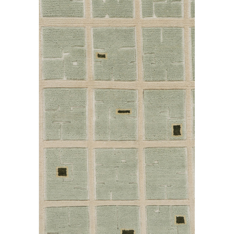 Rug & Kilim’S French Art Deco Style Rug In Cream With Seafoam Geometric Pattern