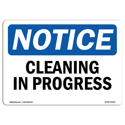 Cleaning In Progress Aluminum Sign 12 x 18