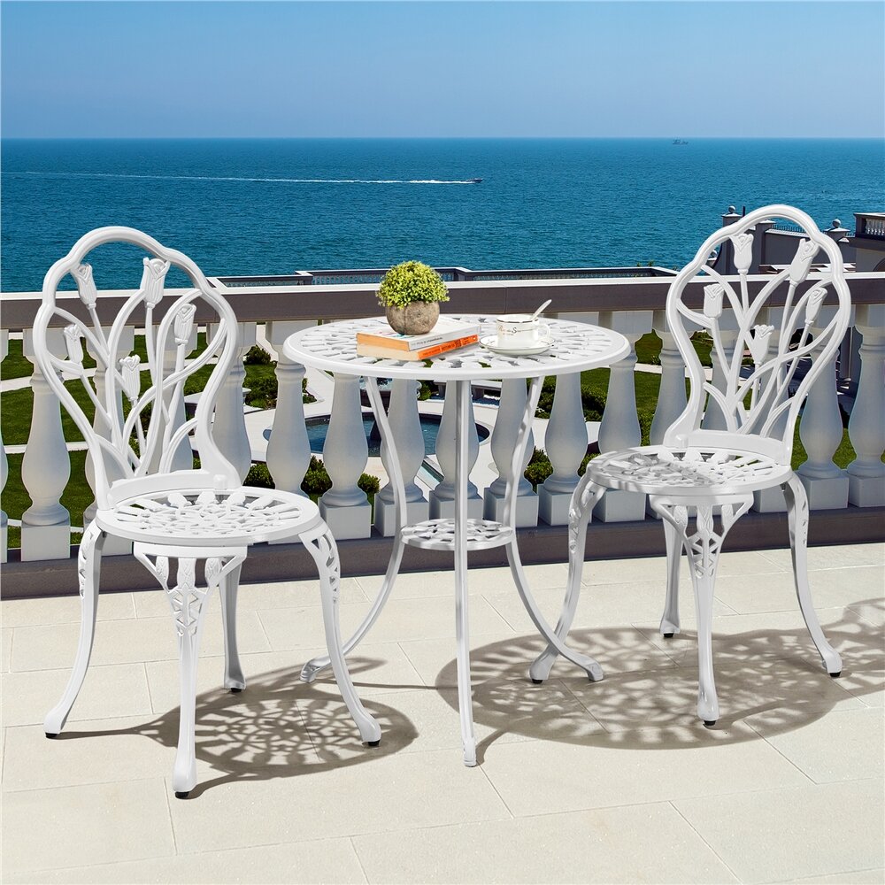 Fleur De Lis Living Frisby Round 2 - Person 16.5'' Long Aluminum Bistro ...