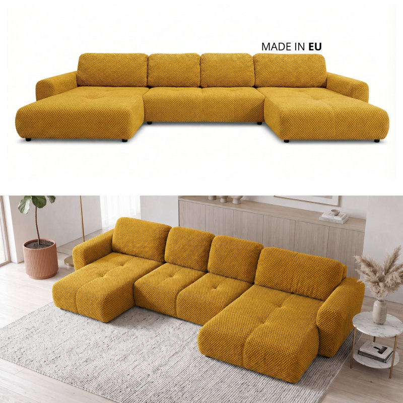 Bingo U-Shaped 6 Seater Sofa Bed, Yellow POP 7