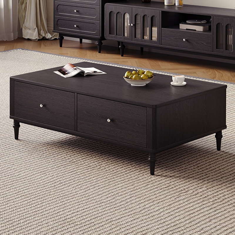 Red Oak Coffee Table with Multiple Drawers