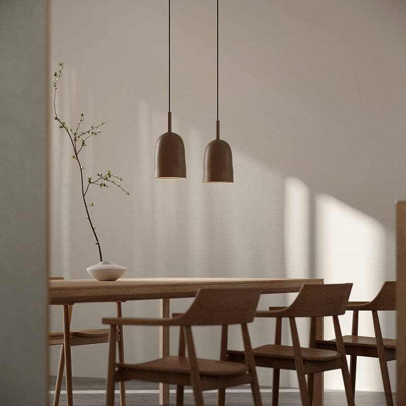 Vessel Pendant Light, 24" H x 14.5" W x 9" D, Walnut, Black