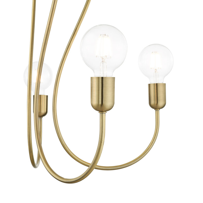 Rocha 4 - Light Steel Dimmable Classic / Traditional Chandelier, Antique Brass