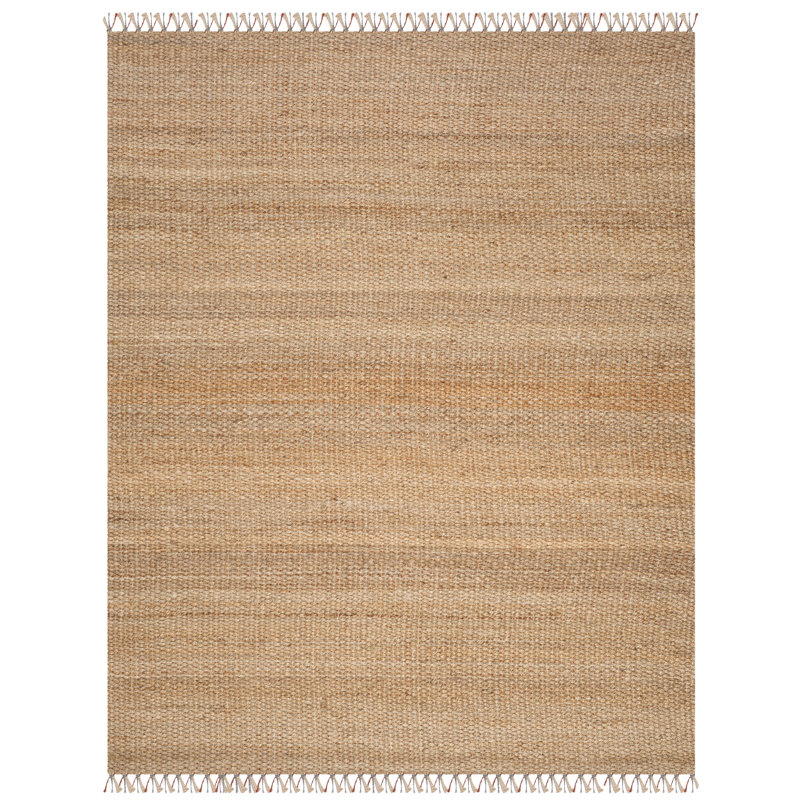 Debroh Natural Fiber Hand Woven Jute Solid Color Rug, Rectangle 9' x 12'