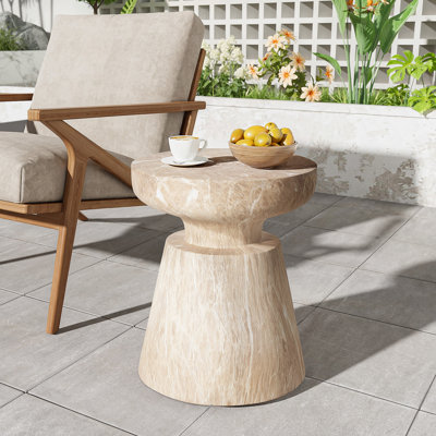 Table d'appoint d'extérieur en travertin