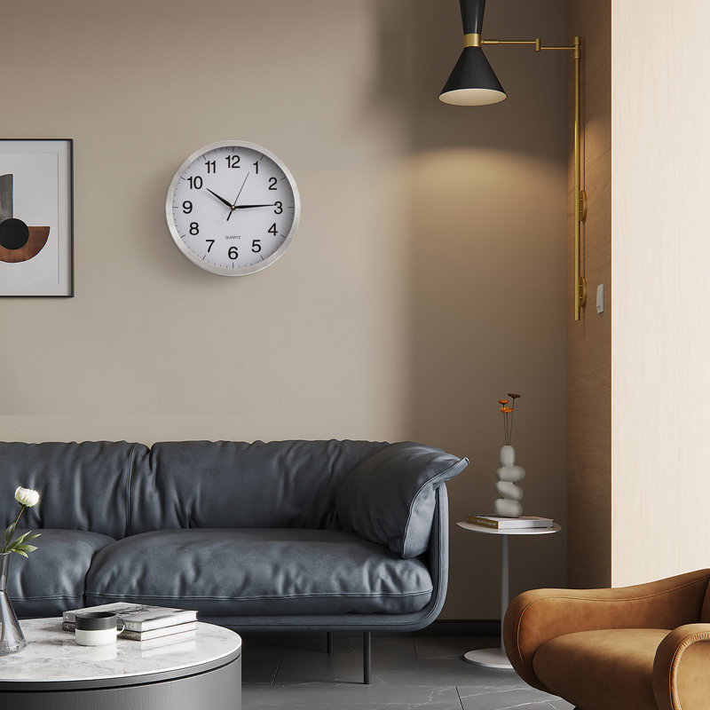 Horloge murale à quartz Ebern Designs, Petit, Blanc