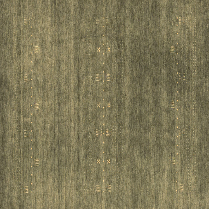 Tapis en laine / polyester tissé à la machine en gris / vert, Carré 3 pi