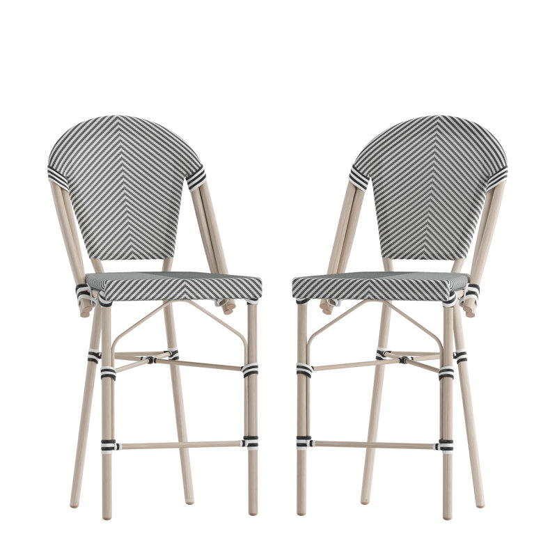 Bearl Upholstered Counter Stool with Metal Frame, Gray/ Light Natural