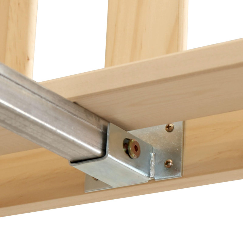 Base de lit plateforme en bois massif avec tête de lit, Lit simple