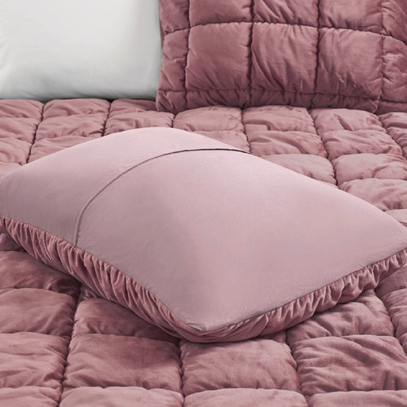 Ensemble de literie confortable en velours rose, taille simple avec un confort semblable à un nuage