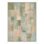 Tapis de sol abstrait en blocs de couleur, lavable à la machine, vert sauge et beige, avec envers antidérapant-133432012