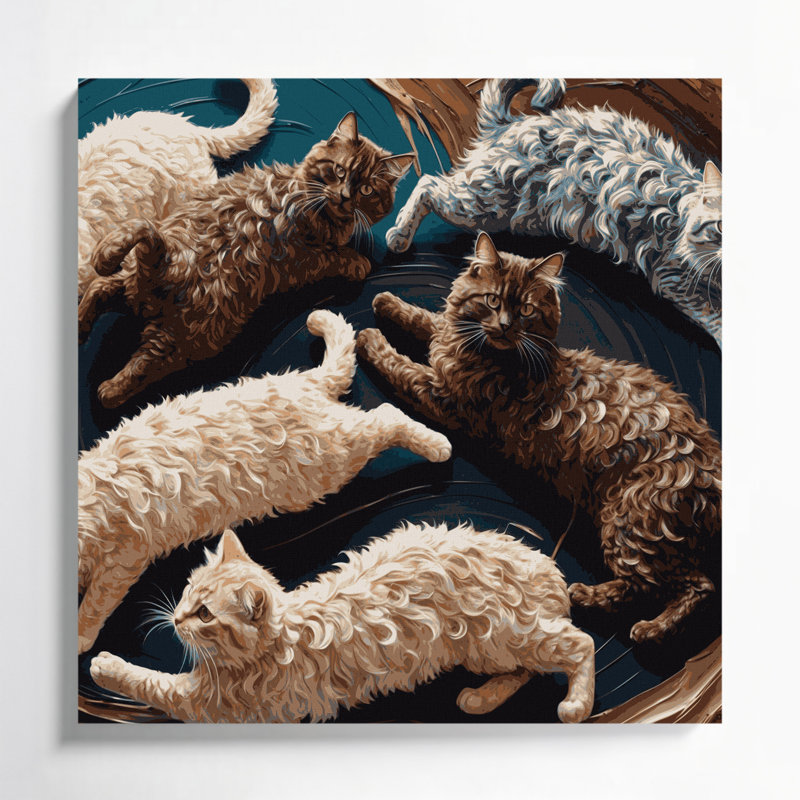 «Cats LaPerm», art mural sur toile mauve, H 32 po x l 32 po