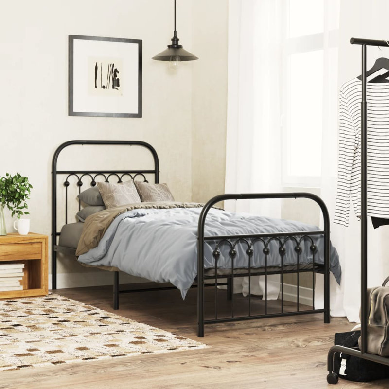 Lantremange Metal Bed, Black, Small Single (2'6)