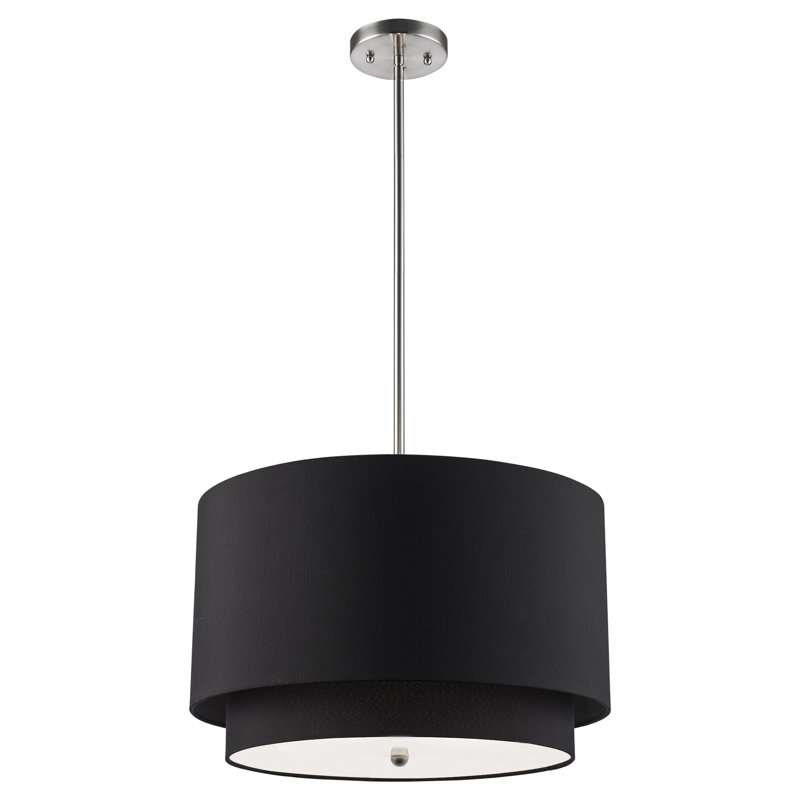 Luminaire suspendu cylindrique de conception unique à 3 lumières Khyrie, Noir
