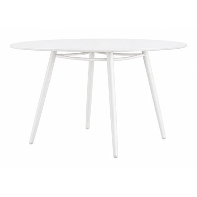 Holland White Outdoor Dining Table Aluminum and Steel Patio Table for Garden Terrace and Balcony Dining