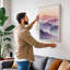 Mountains in Mist Scandinavian - Wrapped Canvas-1609222962-1609222963