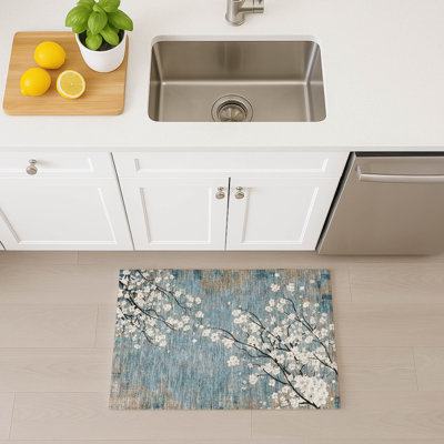 Tapis floral intérieur / extérieur lavable à la machine Boruta ACN2248