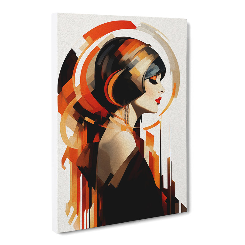 Art Deco Woman Gestural No.2 - Wrapped Canvas, 76cm H x 50cm W x 3cm D