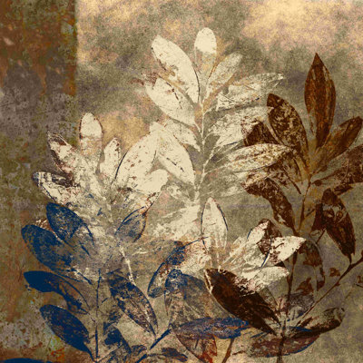 Feuilles bleues - peinture sur toile tendue