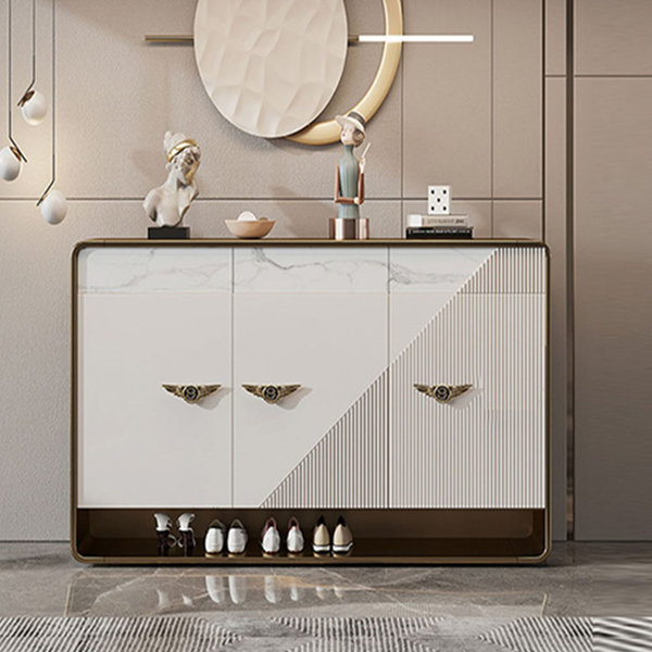 LORENZO Rattan Woven Shoe Cabinet Modern Simple Living Roo 30 Pair Shoe  Storage Cabinet