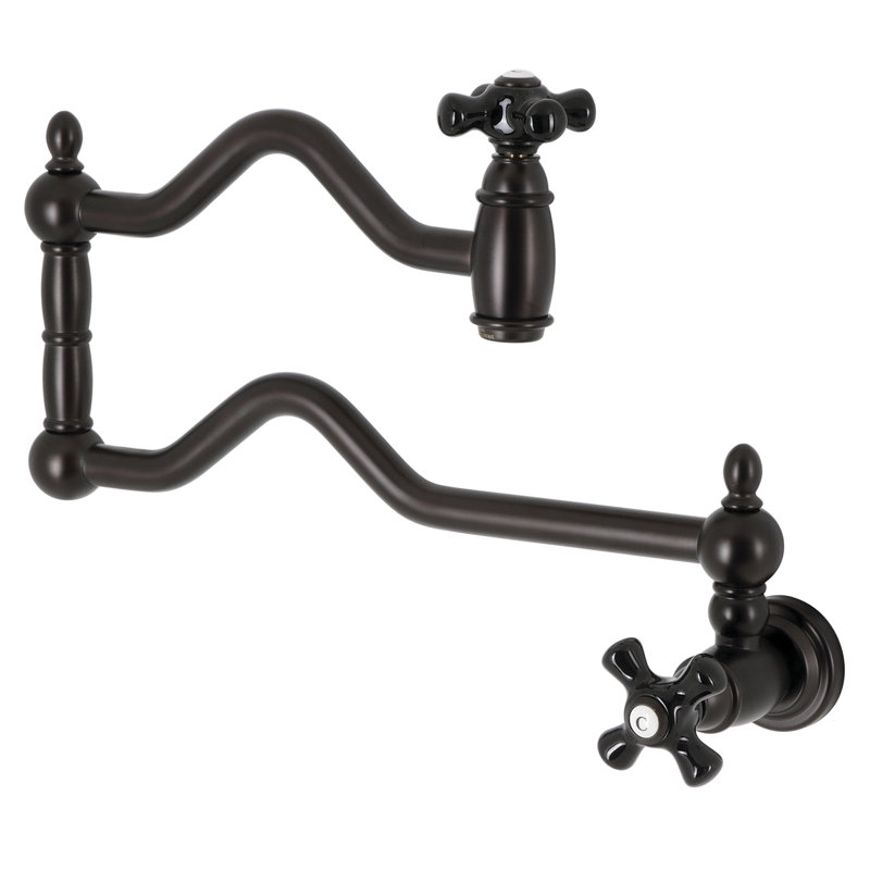 Kingston Brass Duchess Two-Handle 1-Hole Wall Mount Pot Filler Faucet, Oil Rubbed Bronze