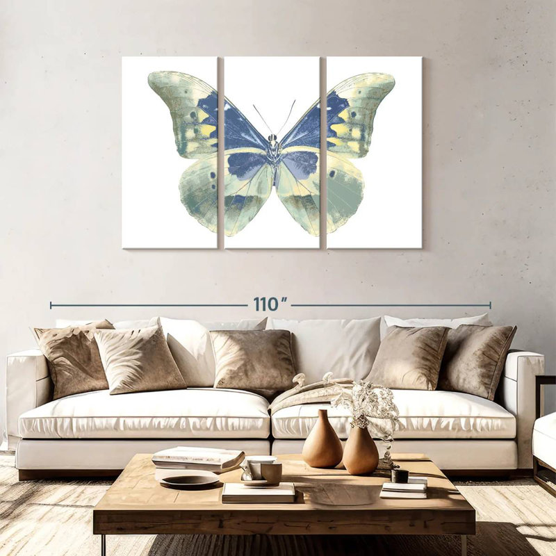 Brampt papillon en indigo, H 48 po x l 74 po