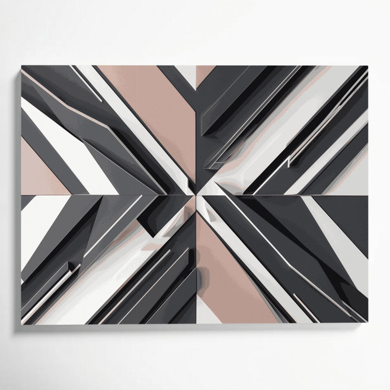 Geometric Abstraction 99 Gray Canvas Wall Art, 8" H x 10" W