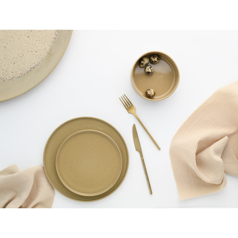Creatable, 21653, Serie Futuro Sand, 4-teiliges Geschirrset, Speiseteller Set Aus Steinzeug