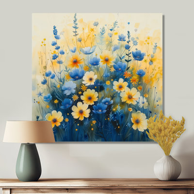 'Yellow Blue Garden Of Dreams Daisy S I - Daisy Wall Art Print