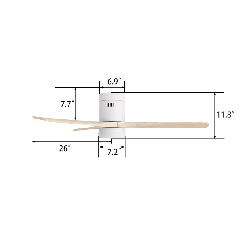 Ventilateur de plafond à moteur à courant continu 52 po  avec lumières DEL et télécommande, Red Oak Wooden
