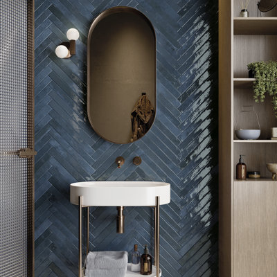 Westley 2 in. x 18 in. Glossy Porcelain Brick Look Floor and Wall Tile